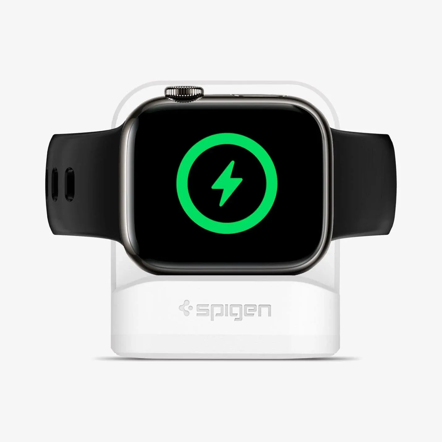 Spigen S350 Разработано для подставки-зарядки Apple Watch для Apple Watch Ultra 2/Apple Watch Ultra, Series 9/8/SE2/7/6/SE/5/4/3/2/1 49/45/44/42/41/40/38 мм Прочный ТПУ с нескользящей устойчивой основой - черный