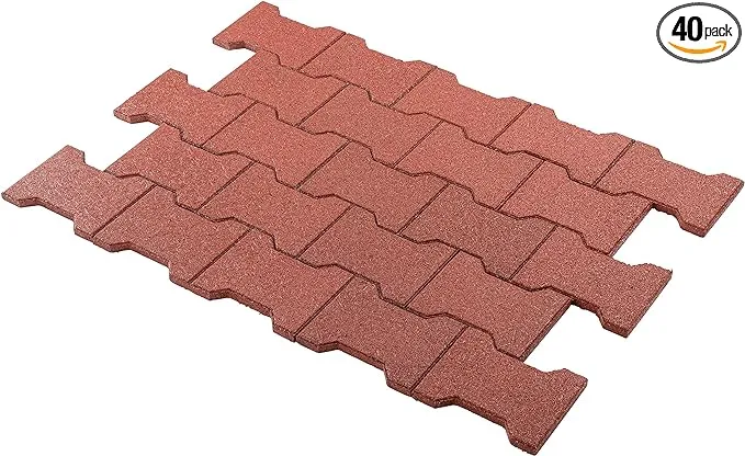 Playsafer Rubber Garden Pavers ¾” Interlocking Safety Tiles for Decks, Patios, Walkways and Gardens - 40 Tiles - 12 Sq. Ft. (Terra Cotta)