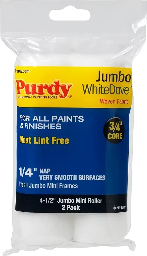 Purdy 140624010 White Dove Jumbo Mini Roller Covers, 4-1/2" X 1/4" Nap 2-Pack