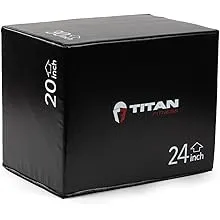 Titan Fitness 3-in-1 Soft Foam Plyometric Box, 20" x 24" x 30", Dense Foam Core with Soft Foam Padding, Plyometric Workouts