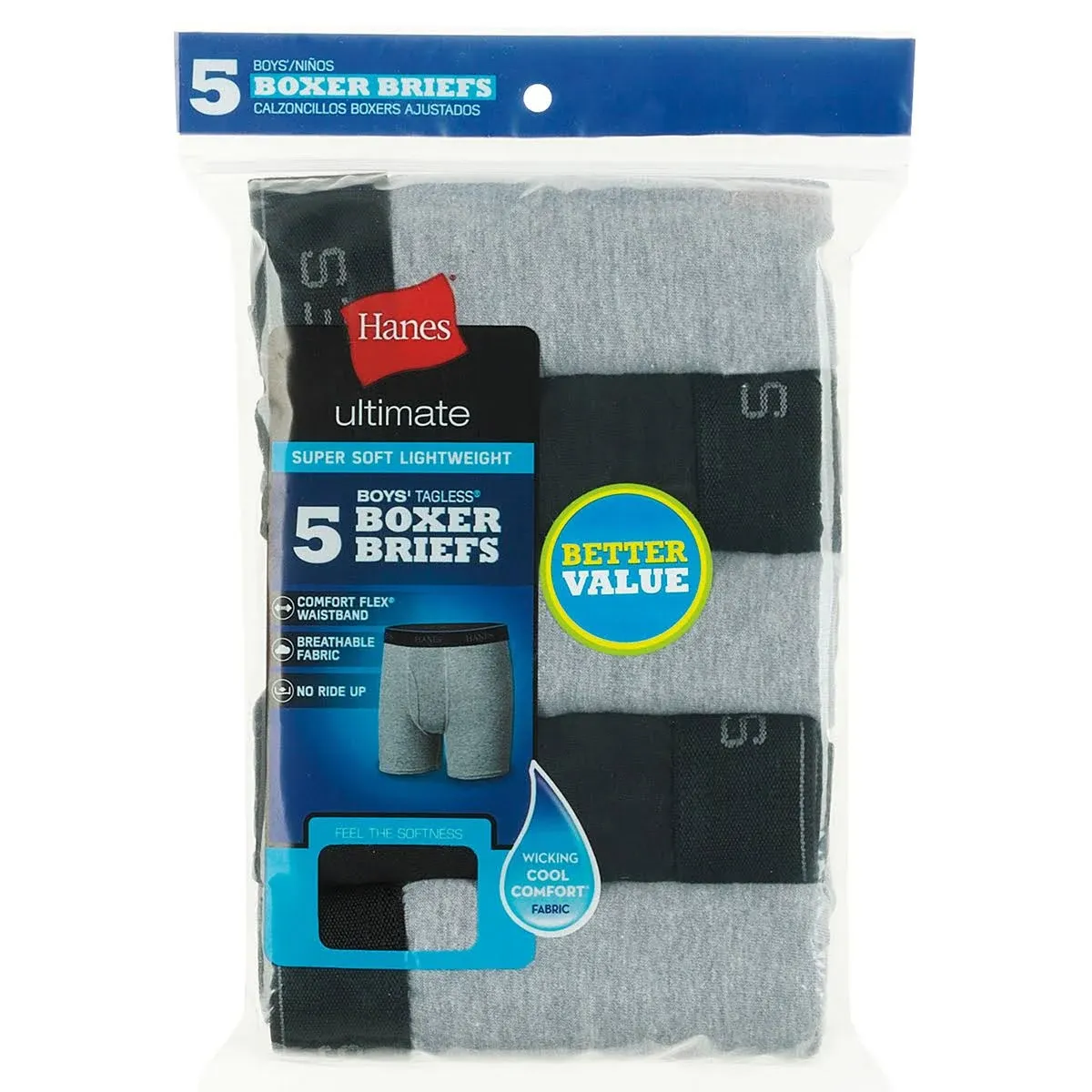 Hanes Boys' 5-Pack Boxer Briefs