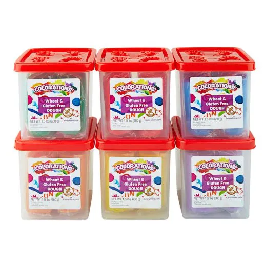 Colorations Wheat & Gluten Free Dough, 6 Classic Colors, ea 1.5 lb | Non-Toxic, Play Dough, Bulk Set, Sensory Kit, Party Favors, Classroom PackColorations Wheat & Gluten Free Dough, 6 Classic Colors, ea 1.5 lb | Non-Toxic, Play Dough, Bulk Set, Sensory K