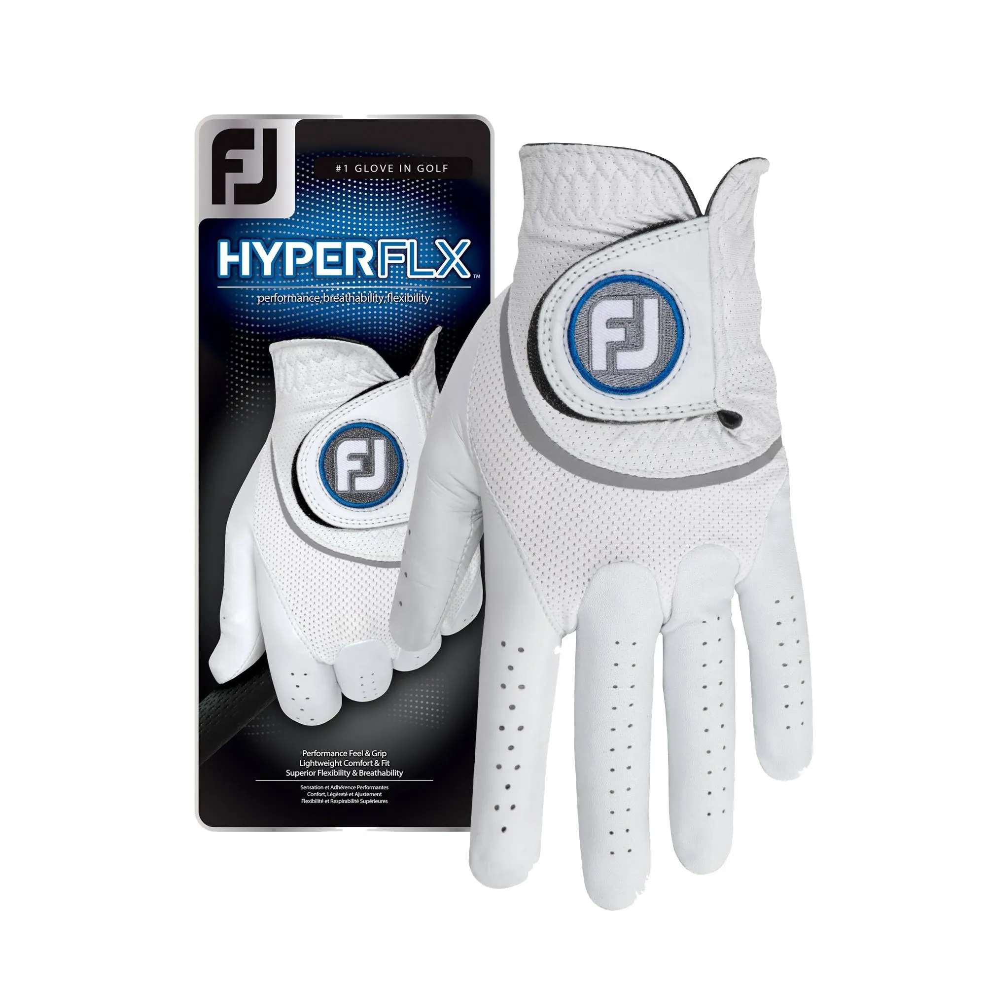 FootJoy HyperFLX Golf Glove, Men's, Cadet Large, White