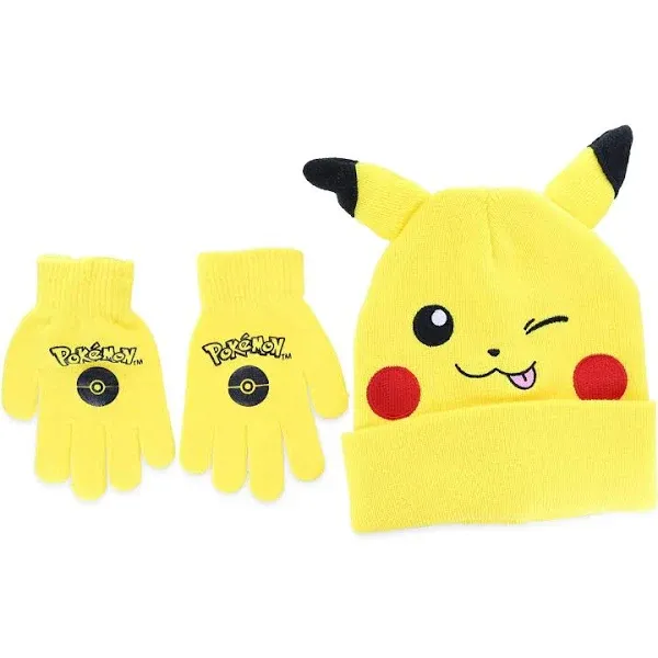 Pokemon Pikachu Kids Winter Beanie & Glove Set