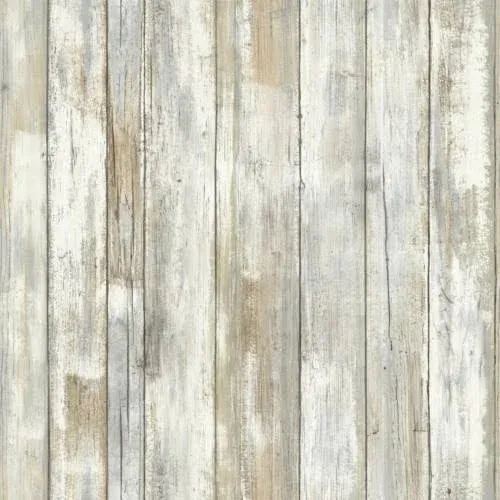 RoomMates Distressed Wood Peel-and-Stick Wall Decor (Neutral, 1 Roll 20.5" Wide x 16.5 Feet), Beige, Off-White