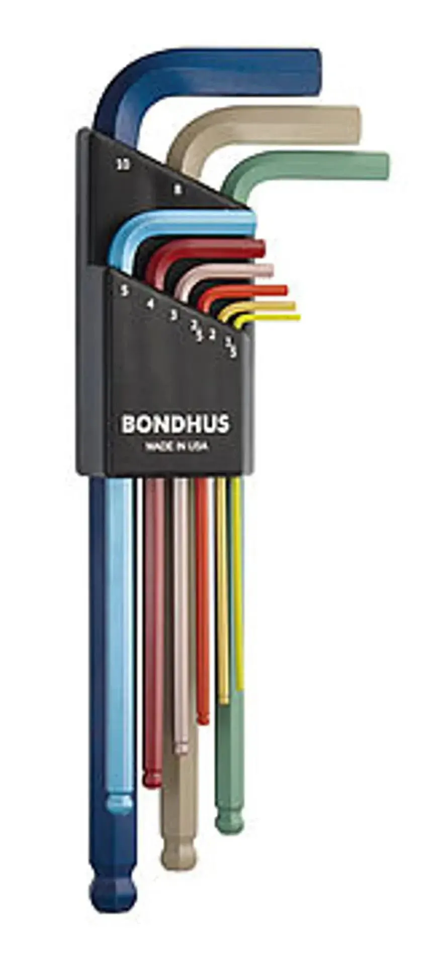 Bondhus 69499 Ball End L-Wrench Colorguard Set, 9 Pc.