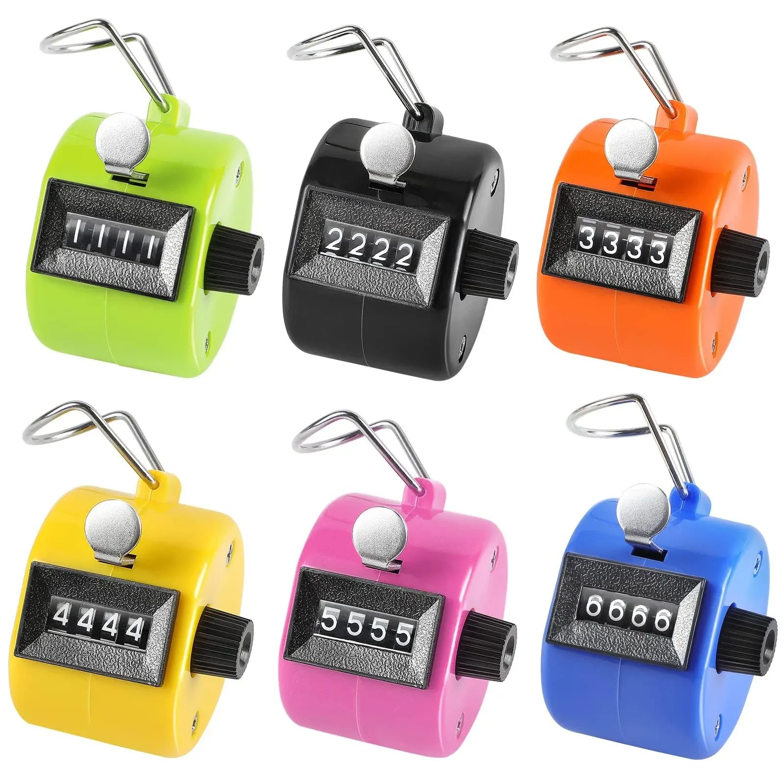 Ktrio Pack of 6 Color Hand Tally Counter 4 Digit Tally Counter Mechanical Pal...