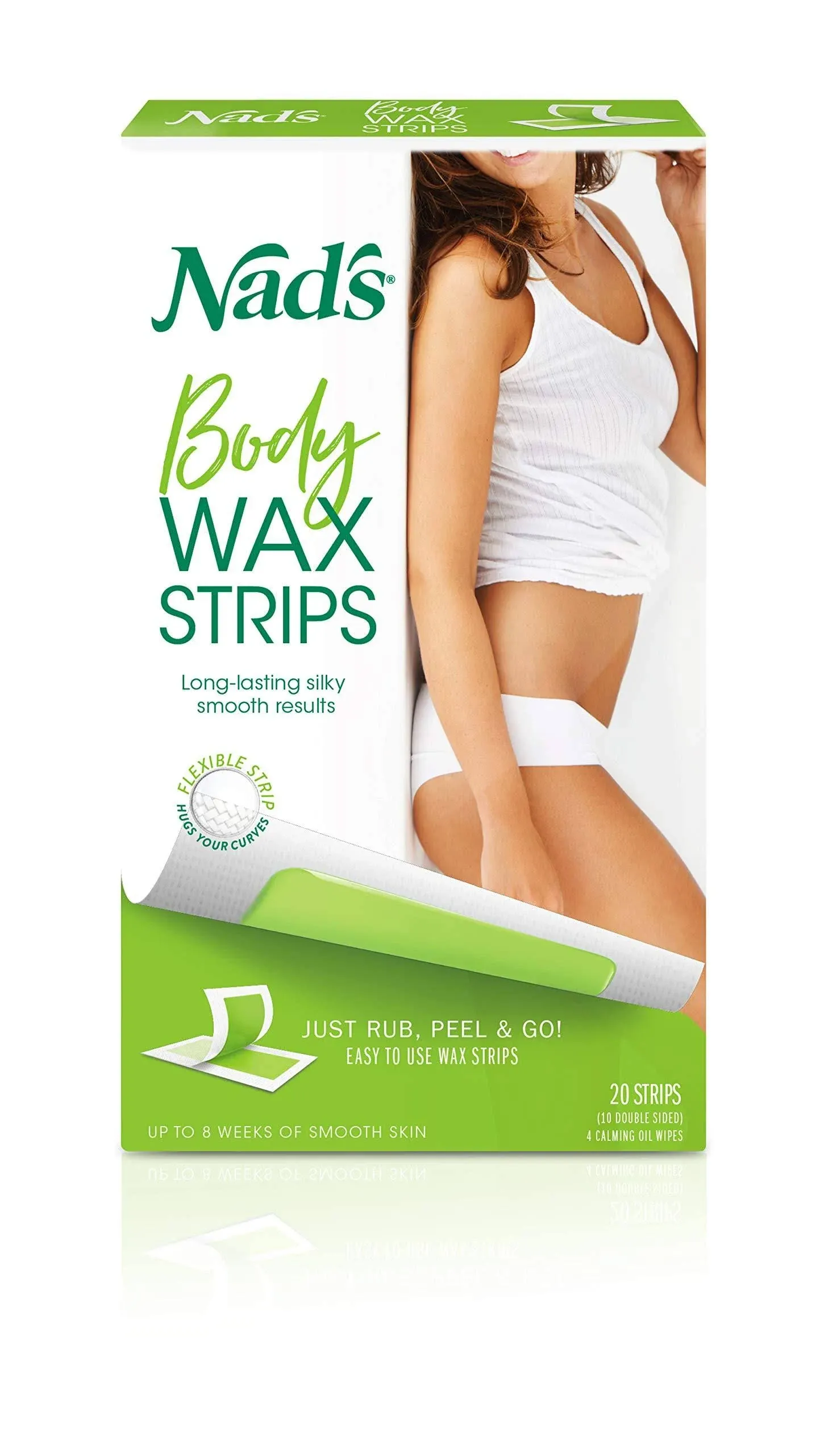 Nad&#039;s Body Wax Strips Hair Removal For Women All Skin Types, 20 Waxing Strips +