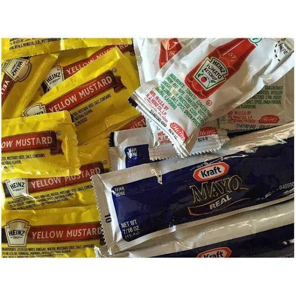 Heinz Condiment Packets, Ketchup, Mustard and Mayo 75 ea