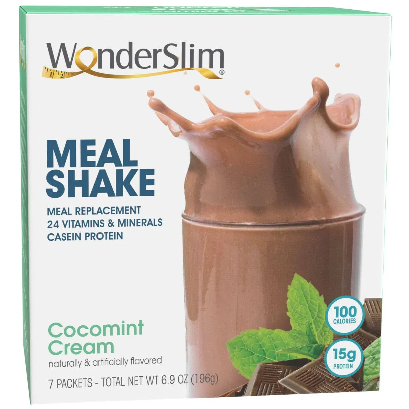 WonderSlim Meal Replacement Shake, Chocolate Salted Caramel, 100 Calories, 15g Protein, 24 Vitamins & Minerals (7ct)