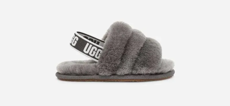 ? Ugg Toddler Fluff Yeah Slides in Charcoal