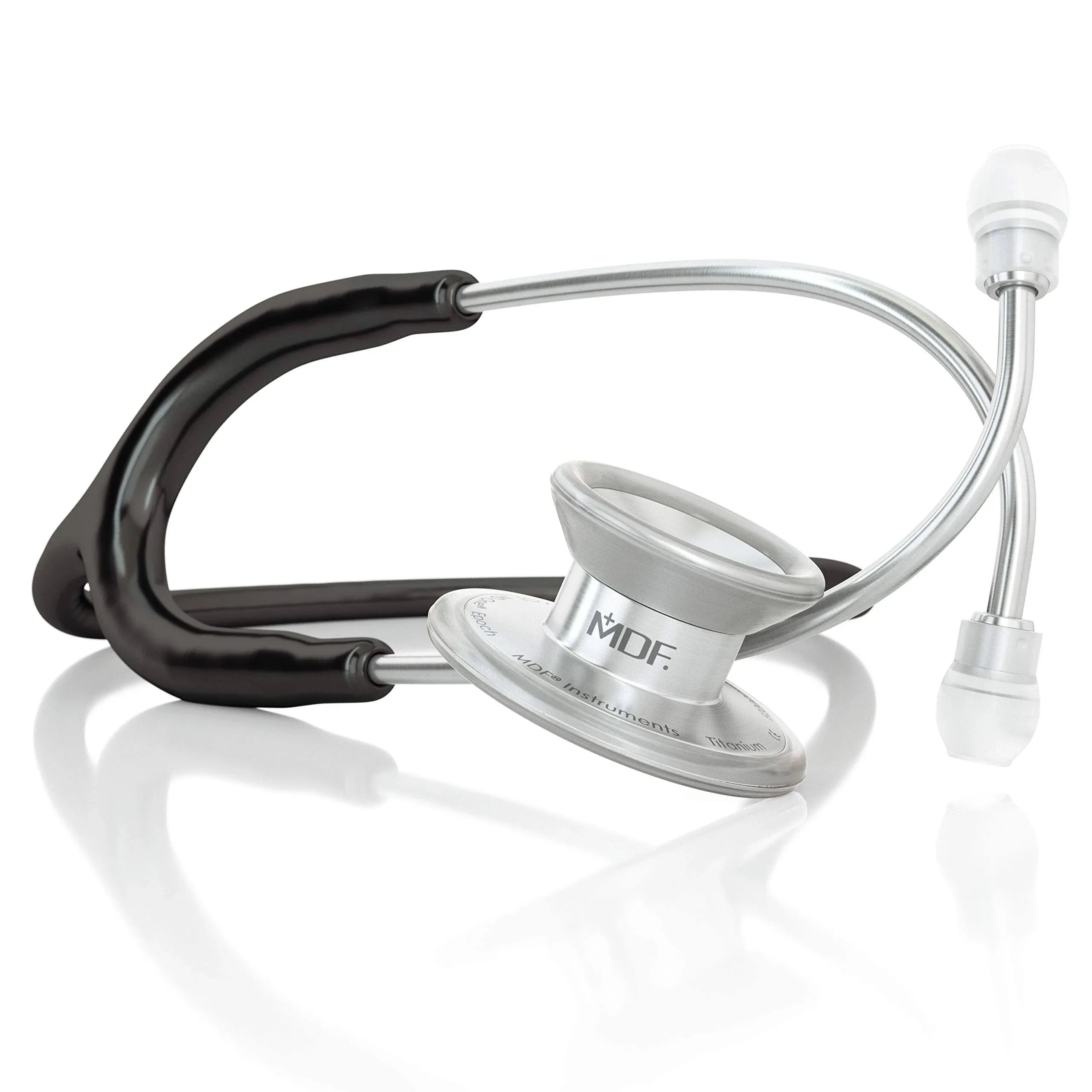 MDF MD One Epoch Lightweight Titanium Stethoscope, Adult, Black Tube, Silver ...