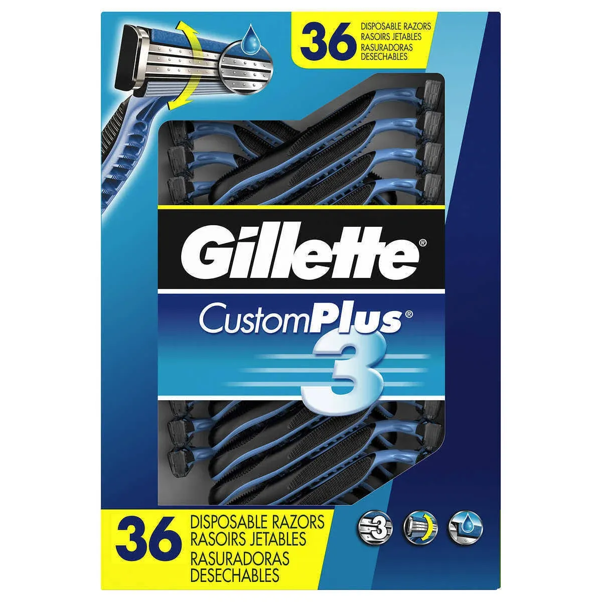 Gillette Custom Plus 3 Disposable Razors 36 Count