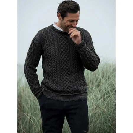 Aran Woollen Mills Supersoft Wool Irish Sweater for Men's Cable Knit Fisherman Pullover Made in Ireland