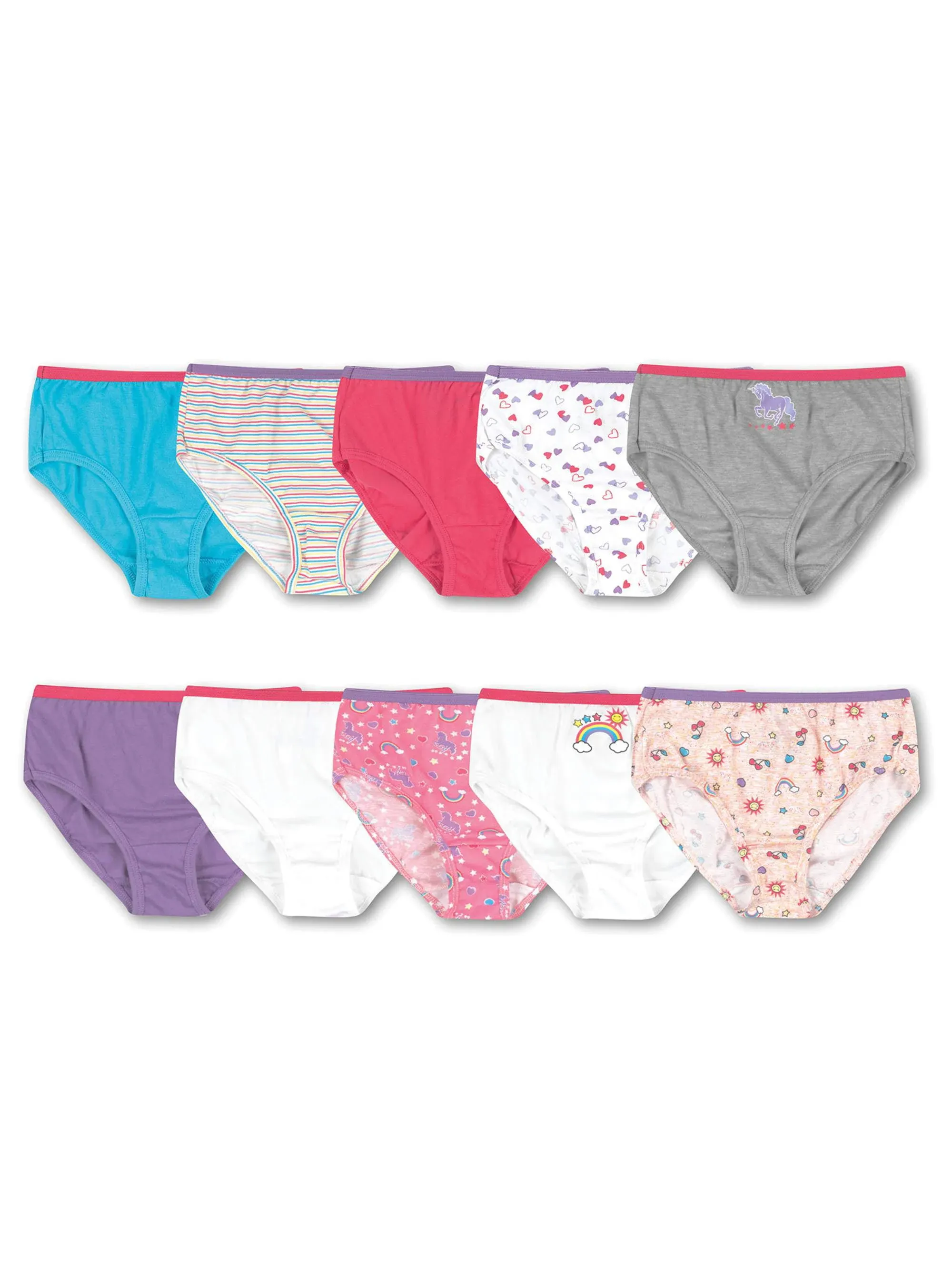 Hanes Girls' Cotton Briefs, 10-Pack Assorted 1 8