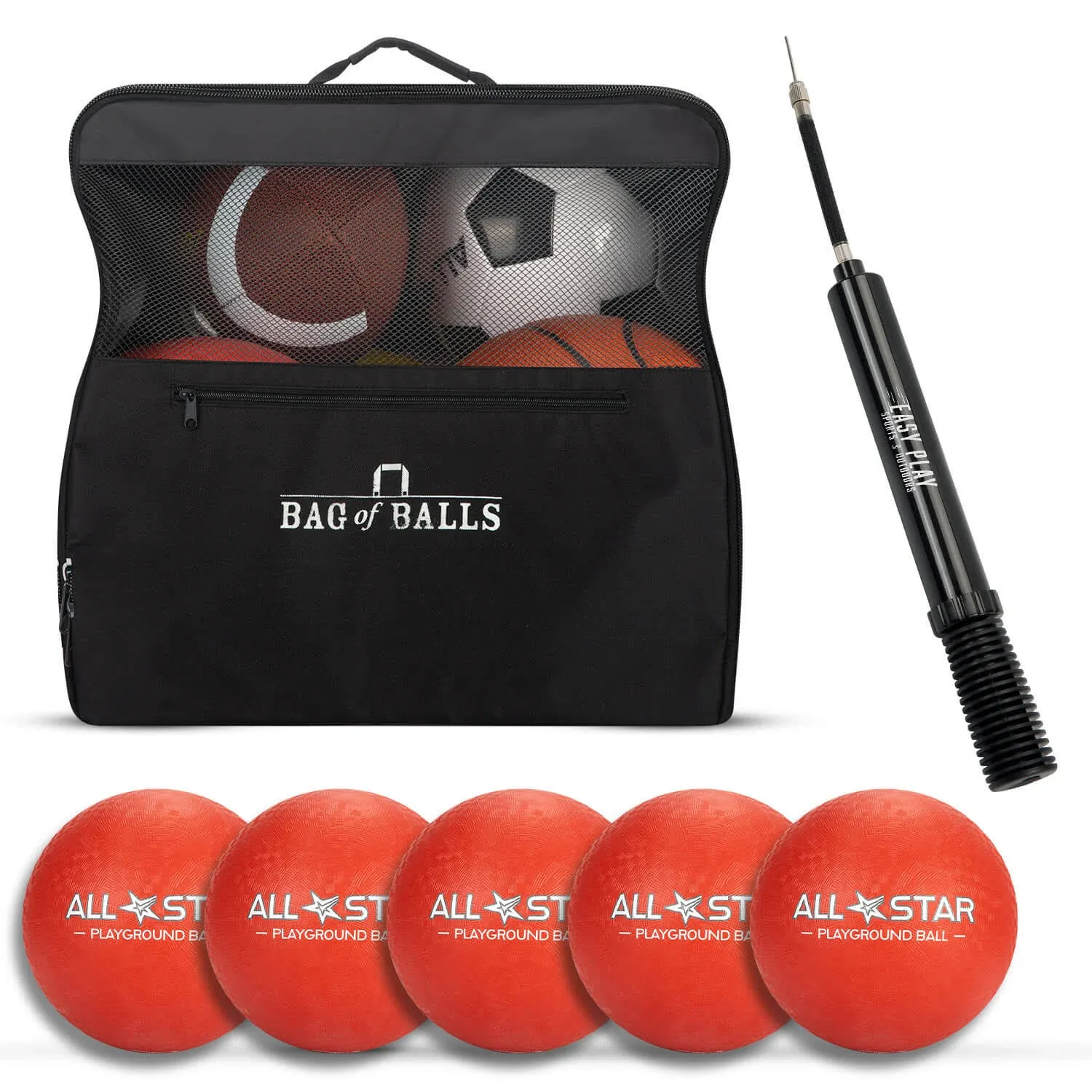 Complete Sports Ball Set with Bag - Soccer, Basketball, Kickball + More ...