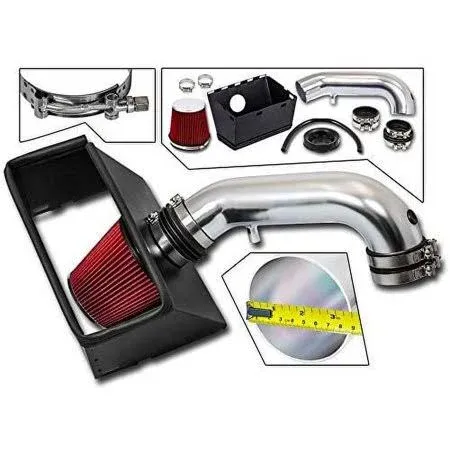 Cold Air Intake System with Heat Shield Kit + Filter Combo RED Compatible For 09-15 Dodge Ram 1500/09-11 & 13-15 Dodge Ram 2500/09 & 11 Dodge Ram 3500 HEMI 5.7L V8