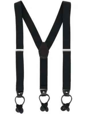 Ctm Men's 1.375 Inch Wide Solid Color Y-Back Button-End Suspenders, Black