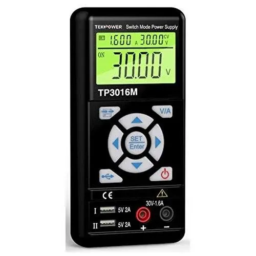 tekpower tp3016m portable handheld variable dc power supply with usb port, 0.3v