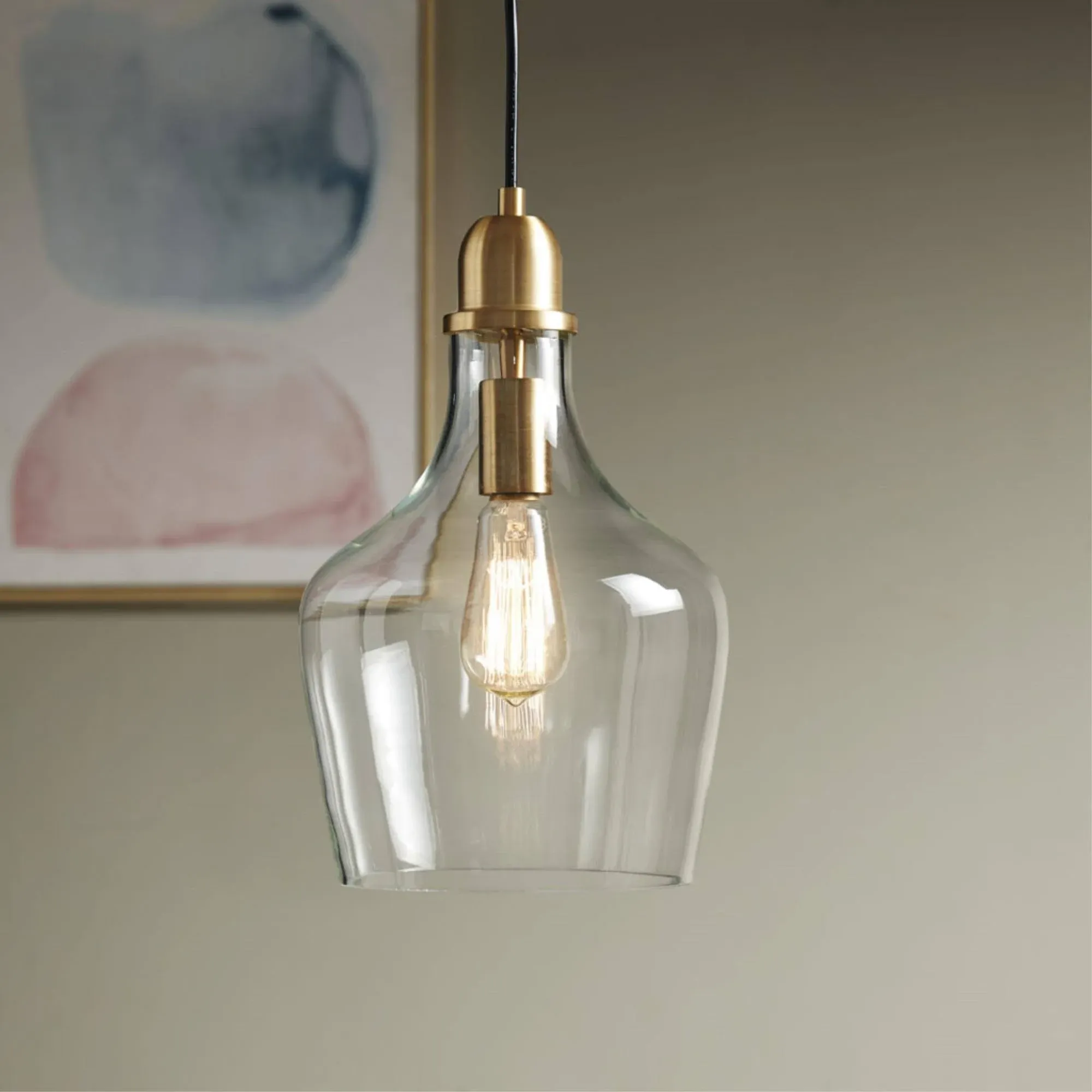 INK + IVY Auburn Bell Shaped Hanging Glass Pendant Light