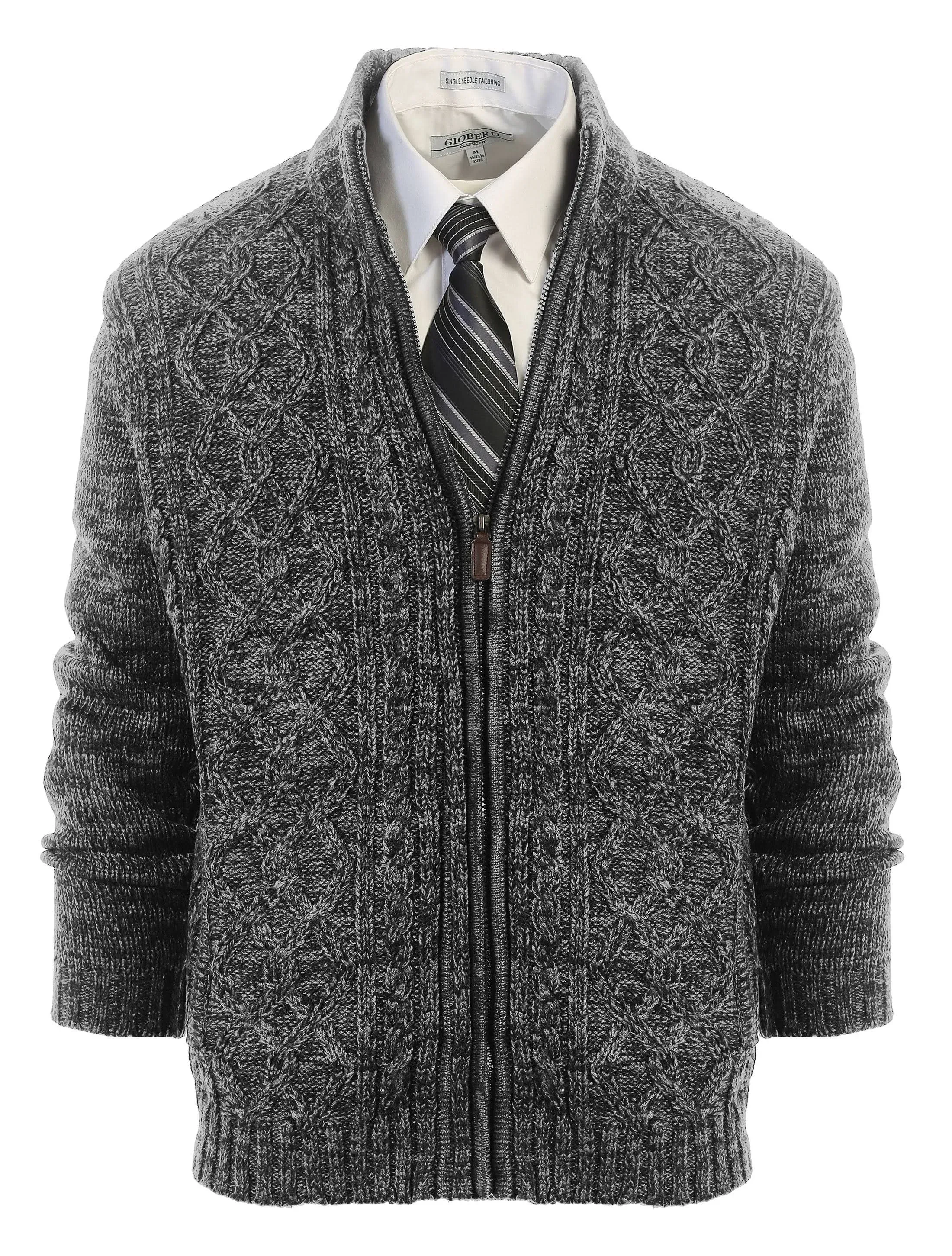 Gioberti Mens Heavy Weight Cardigan Twisted Knit Regular Fit Full-Zipper Sweater, Men's, Size: 3XL, Gray