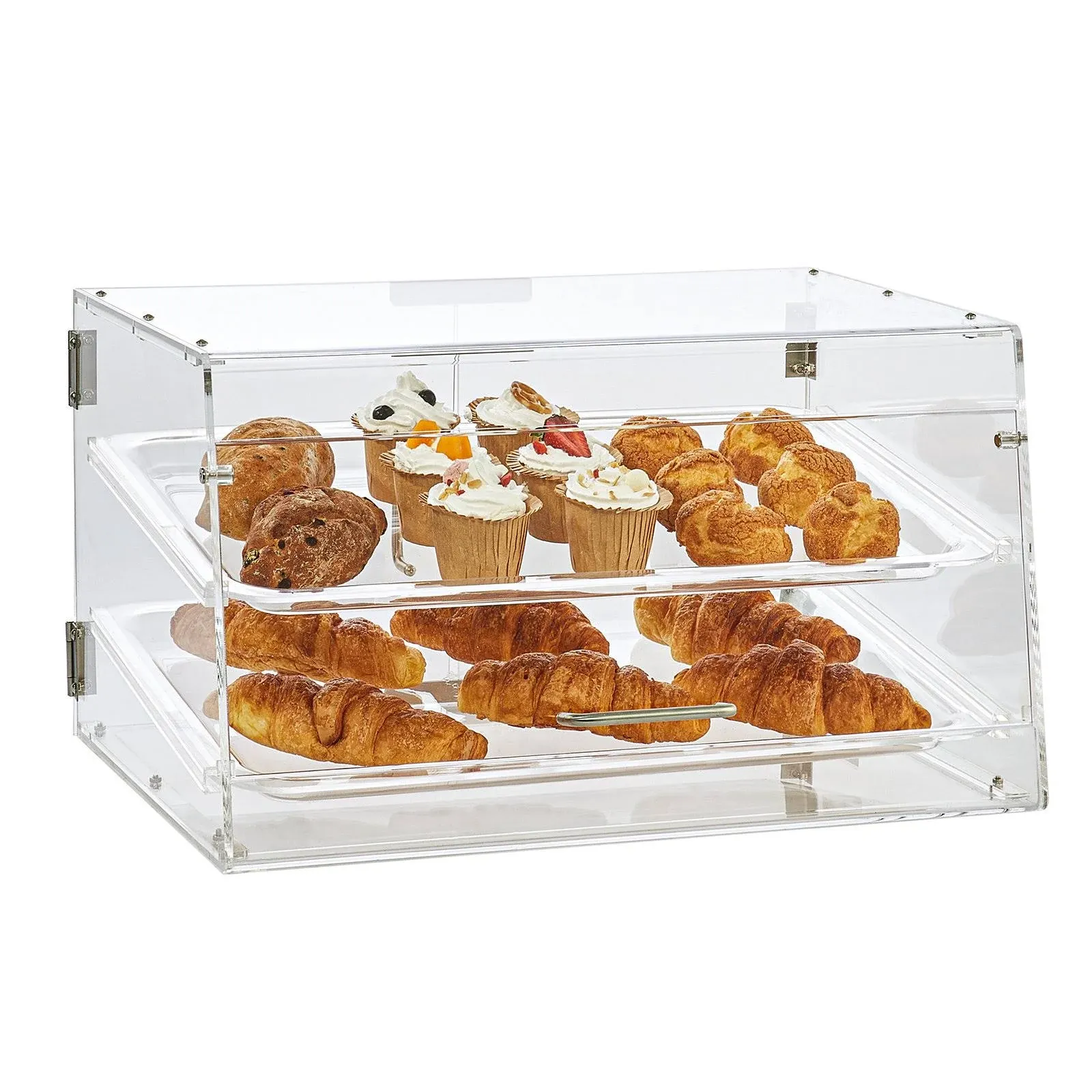 VEVOR Pastry Display Case, 2-Tier Commercial Countertop Bakery Display Case, Acrylic Display Box with Rear Door Access &amp; Removable Shelves, Keep Fresh for Donut Bagels Cake Cookie, 20.7&quot;x13.2&quot;x11.9&quot;