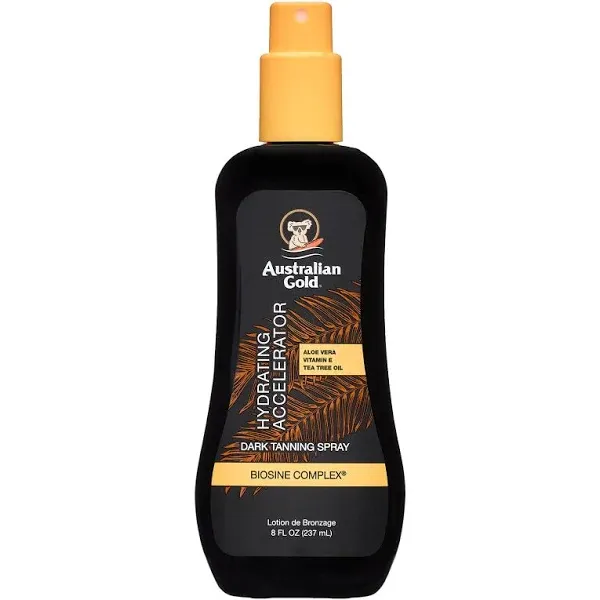 Australian Gold Dark Tanning Accelerator Spray Gel, 8 Ounce | Moisturize & Hydrate Skin | New Packaging Same Great Formula (a70003)