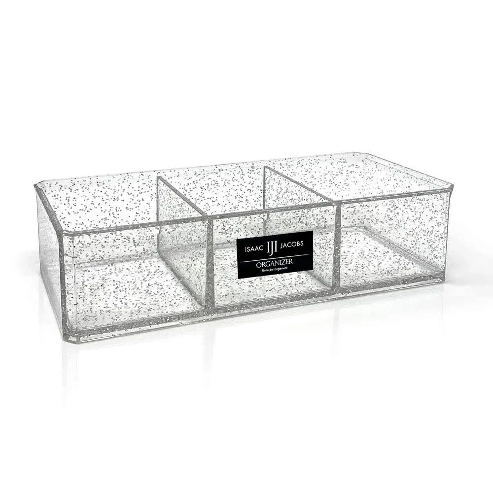 Isaac Jacobs Clear Acrylic 3 Section Organizer- Three Compartment Drawer Tray and ...