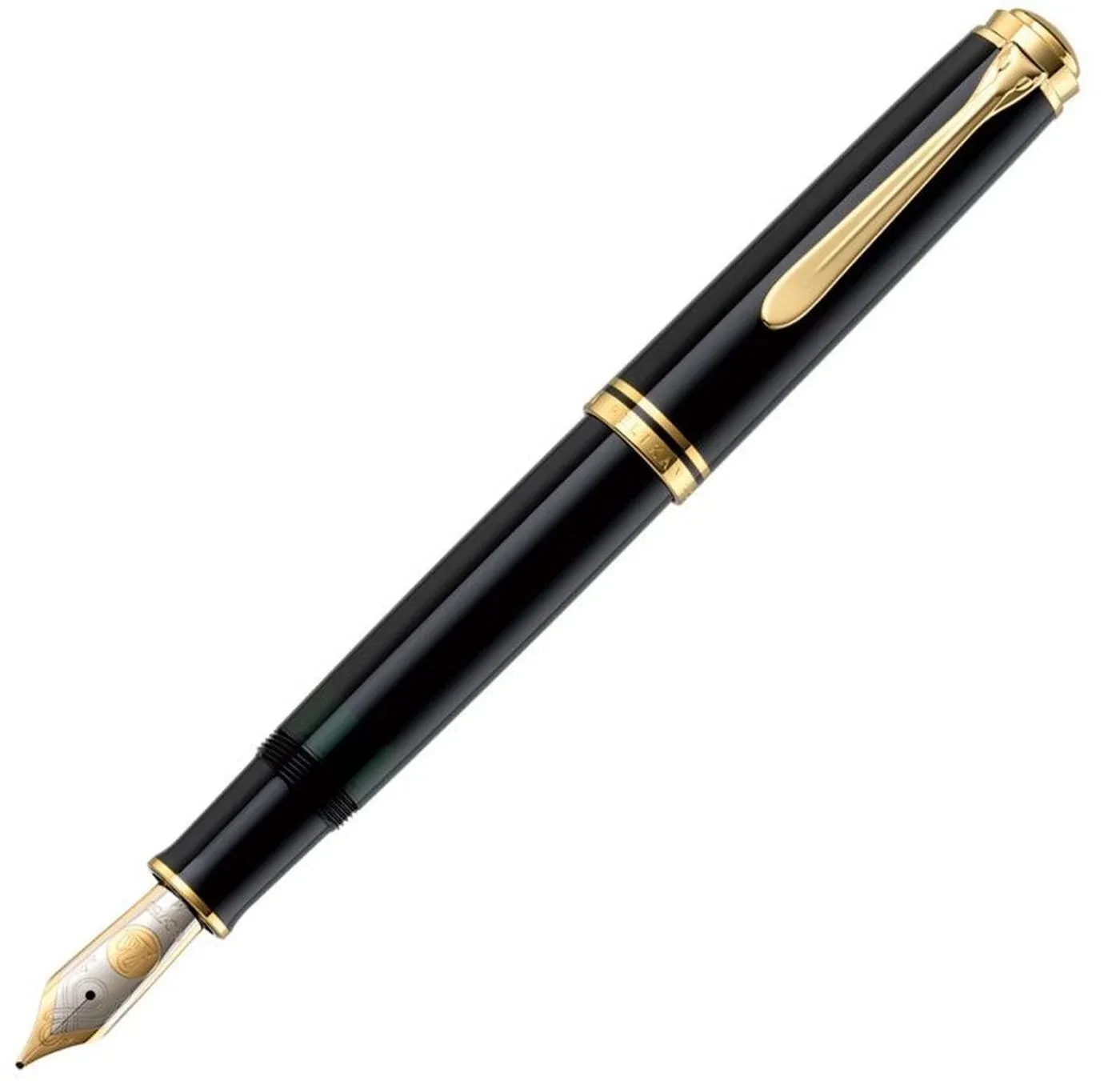 Pelikan Souveran M800 Fountain Pen in Black with Gold Trim - 18K Gold Fine Point