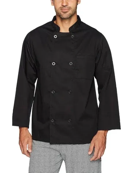 CHEF CODE Men&#039;s Black Long Sleeve Classic Chef Coat Jacket CC118 4XL NWT