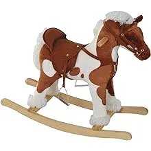 Qaba Kids Plush Ride-On Rocking Horse Chair Toy with Nursery Music