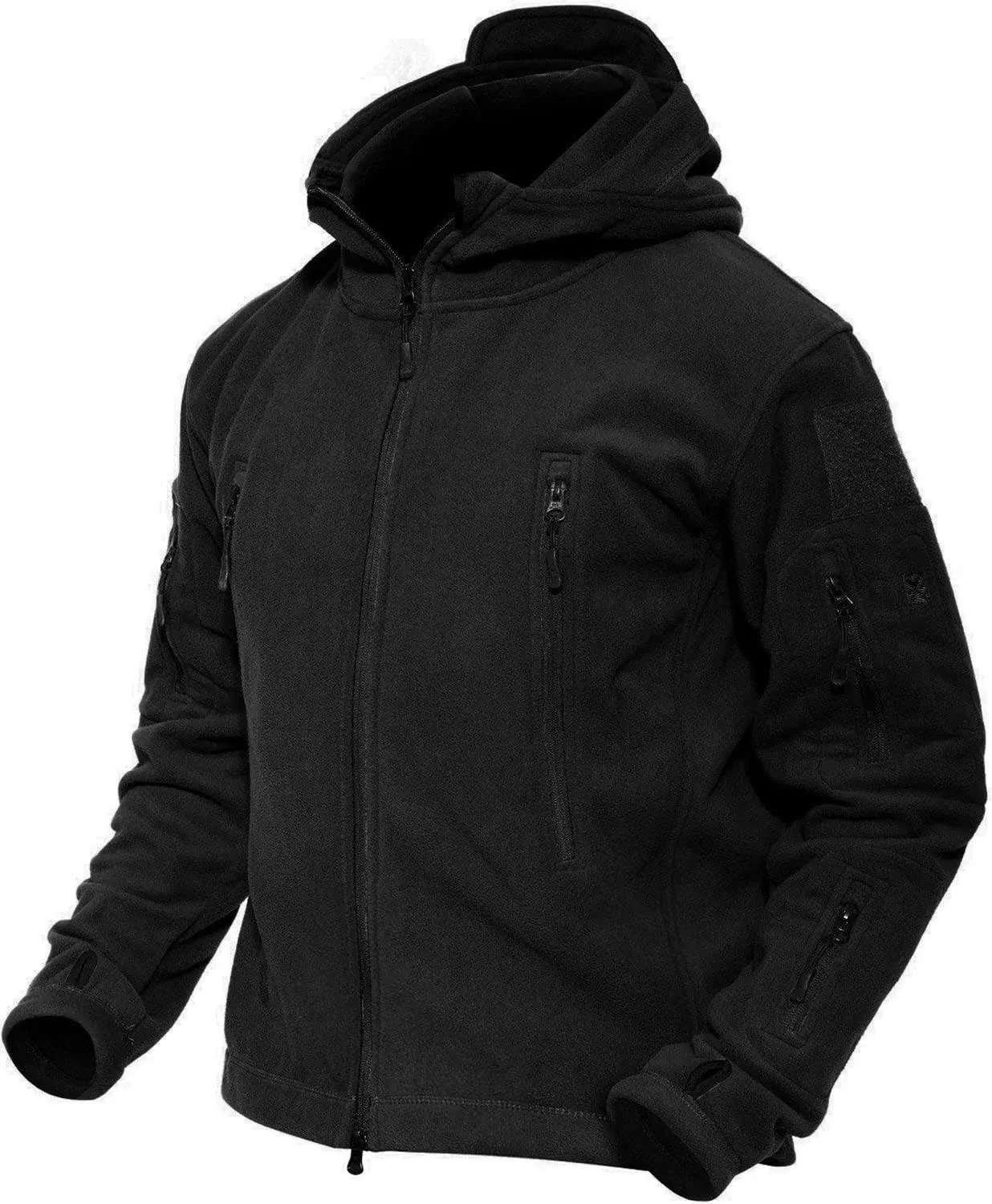 MAGCOMSEN Men's Hoodie Fleece Jacket 6 Zip-Pockets Warm Winter Jacket Military Tactical Jacket