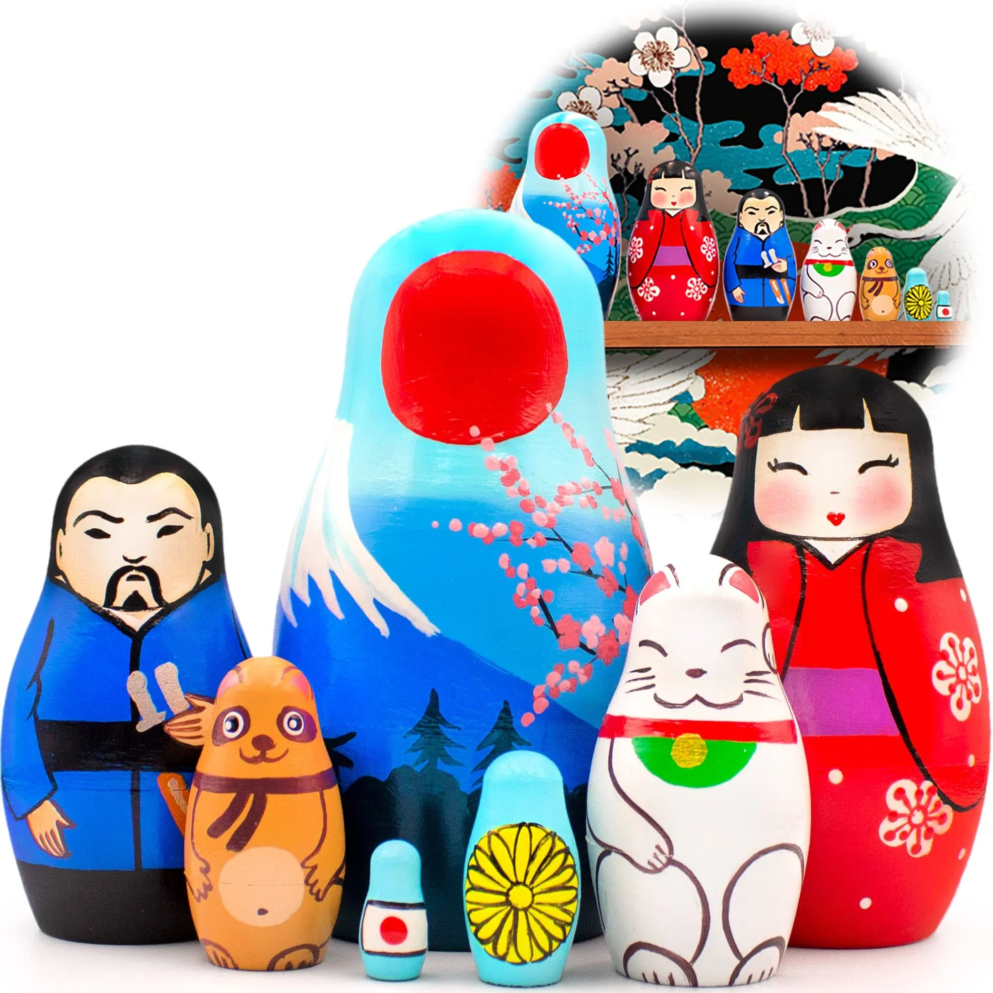 Japanese Nesting Dolls Set 7 pcs - Japanese Decorations - Sakura Geisha Samurai  | eBay