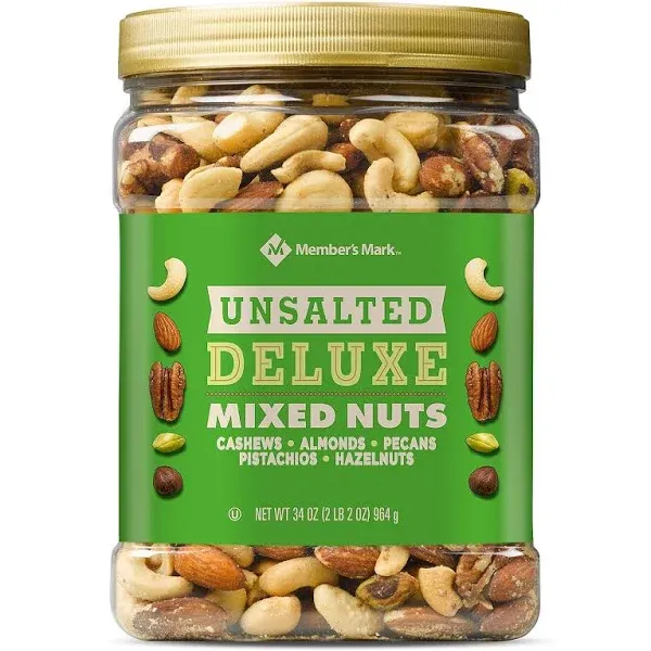 M.M  Unsalted Deluxe Mixed Nuts (34 oz.)