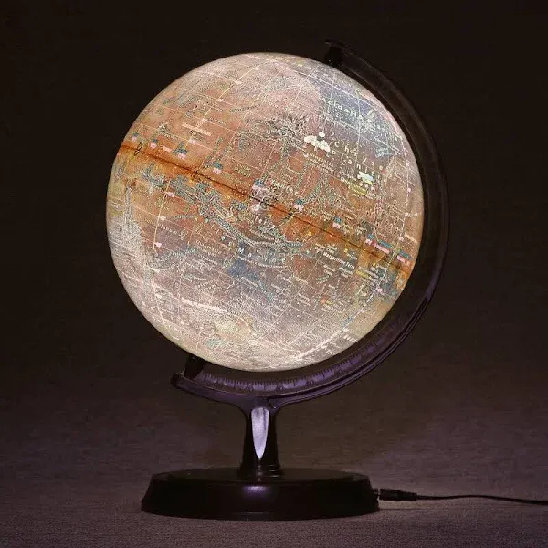 Mapsoft Explorer Illuminated Mars Globe, 24cm/9.5&#034;, RI-24, Lamp, Light, LED