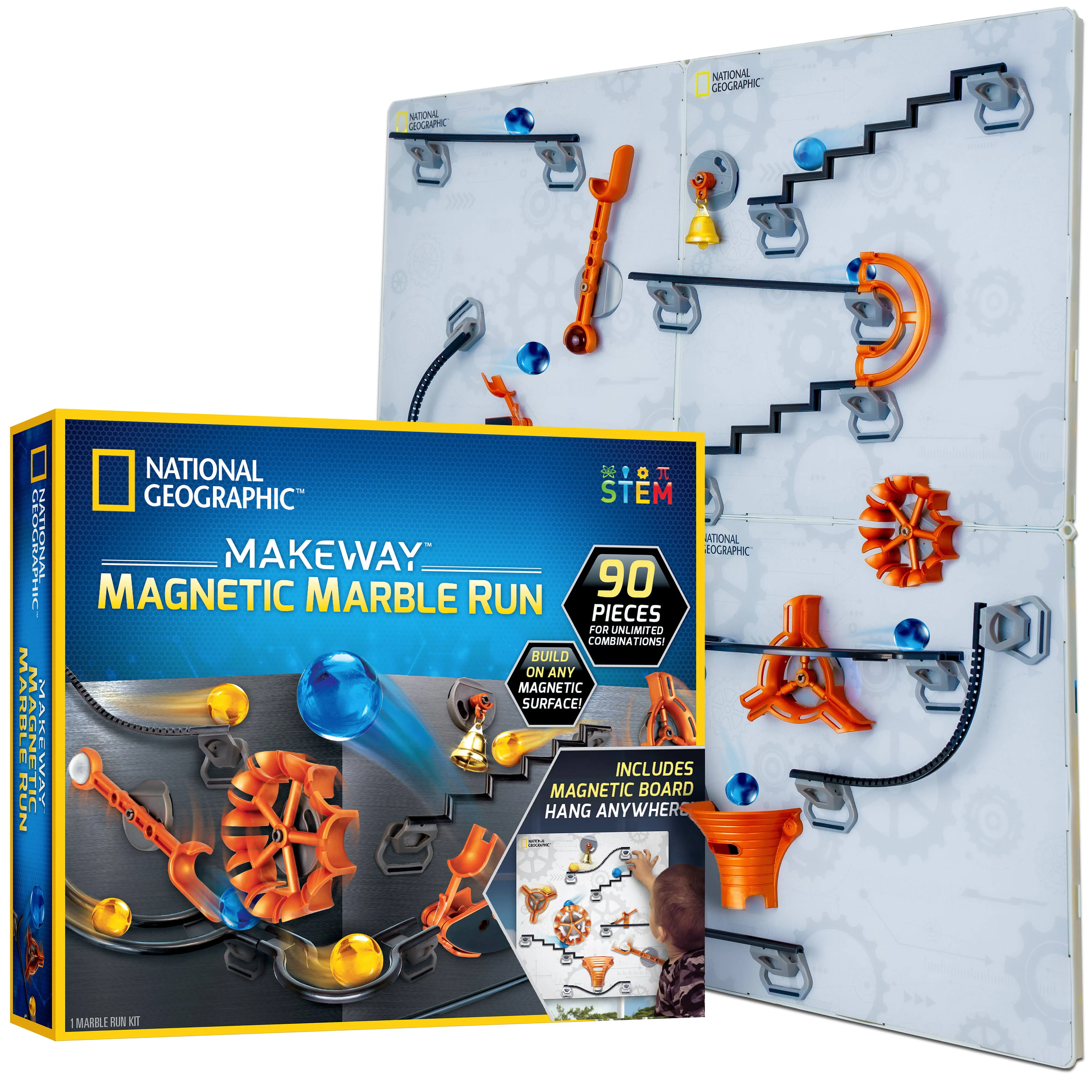 National Geographic Magnetic Marble Run - 90-Piece Stem Building Set for Kids ...