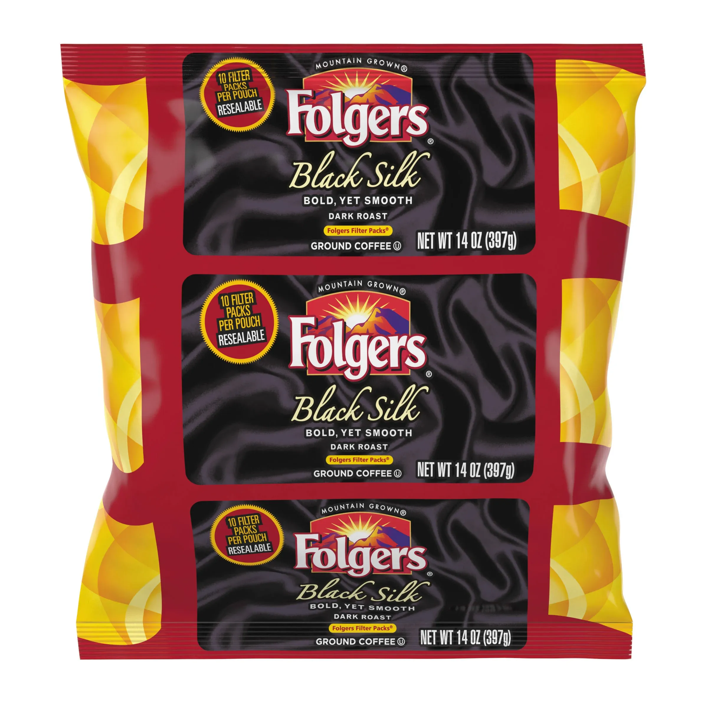 Folgers Coffee Filter Packs, Black Silk, 1.4 oz Pack, 40Packs/Carton