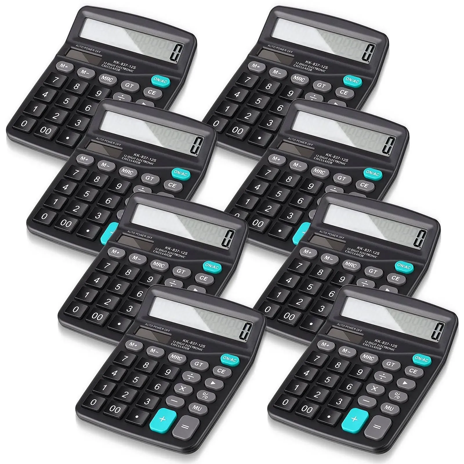 Konohan 8 Pcs\. 12-Digit Calculator, Solar Basic Desktop, School (Black).