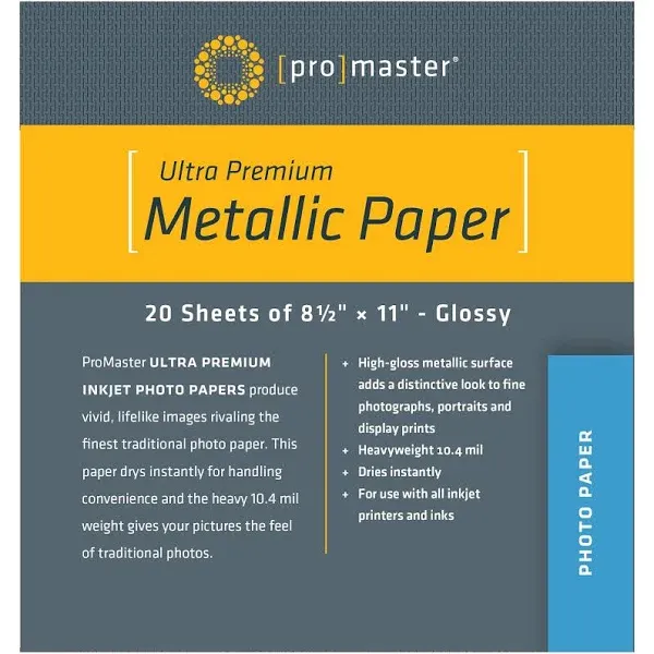 ProMaster Ultra Premium Silver Metallic Paper - 8 1/2"x11" - 20 Sheets