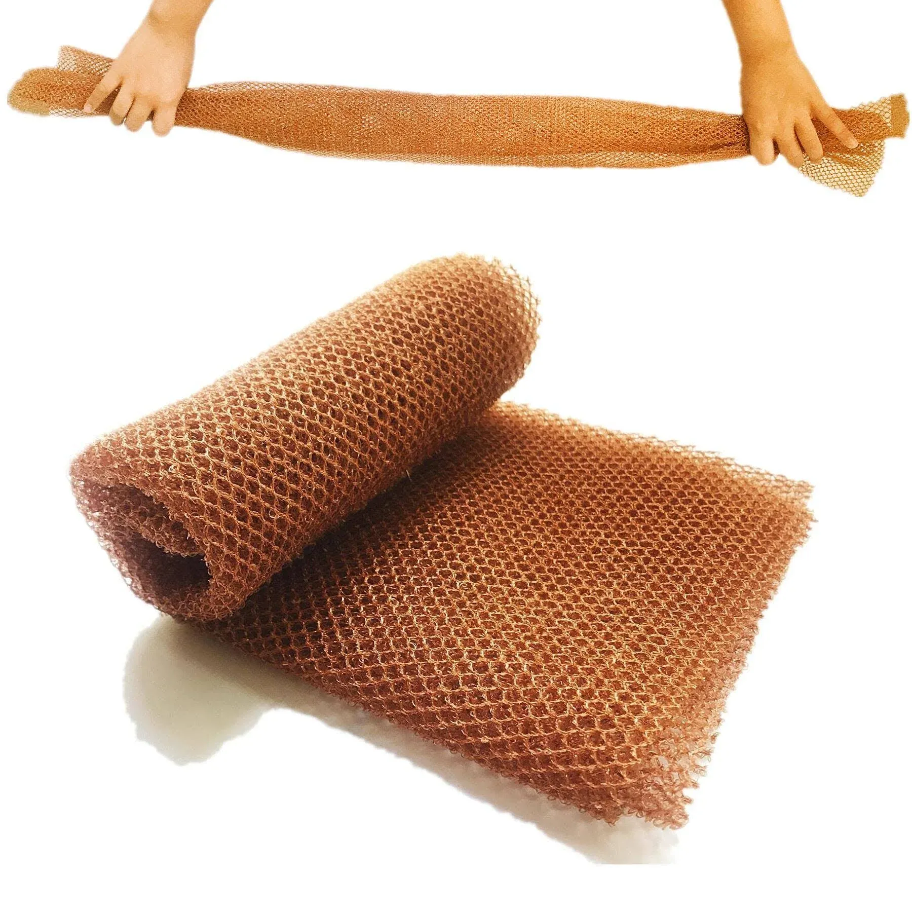 African Net Long Bathing Sponge,Net Exfoliating Back Scrubber for Body,Exfoliating Back Towel,Pack of 1 (Brown)