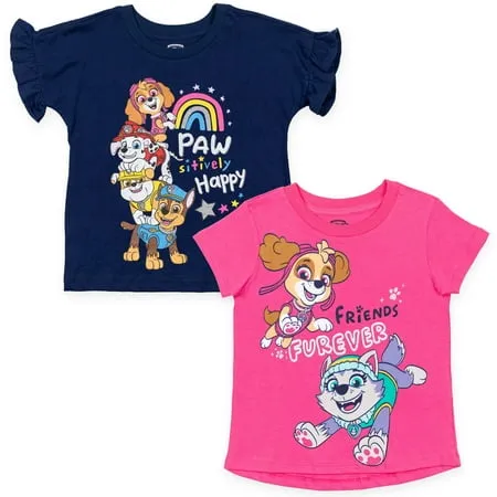 Paw Patrol Skye Chase Marshall Toddler Girls 2 Pack T-Shirts Toddler to Big Kid