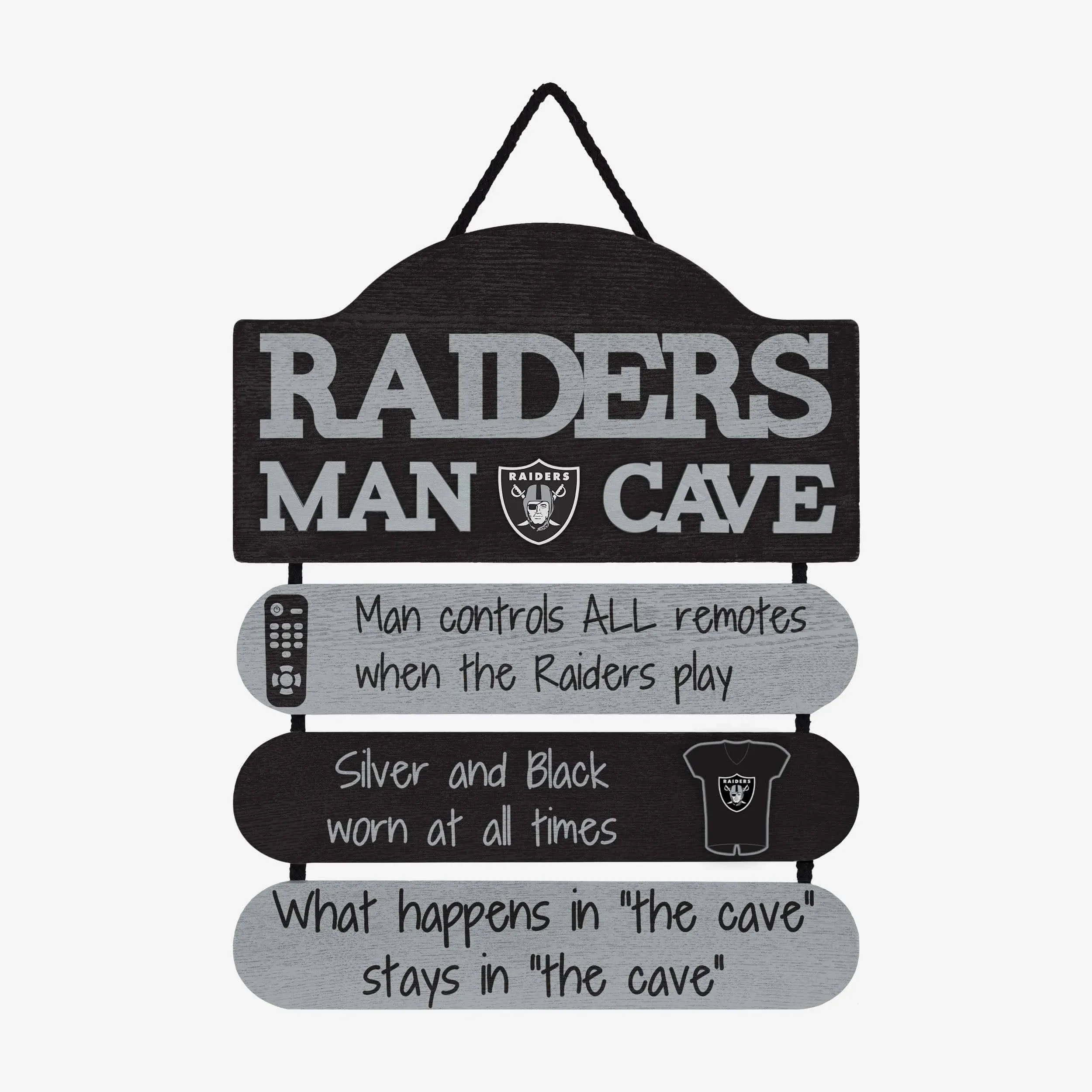 Oakland Raiders NFL Mancave Team Logo Man Cave Hanging Wall Sign