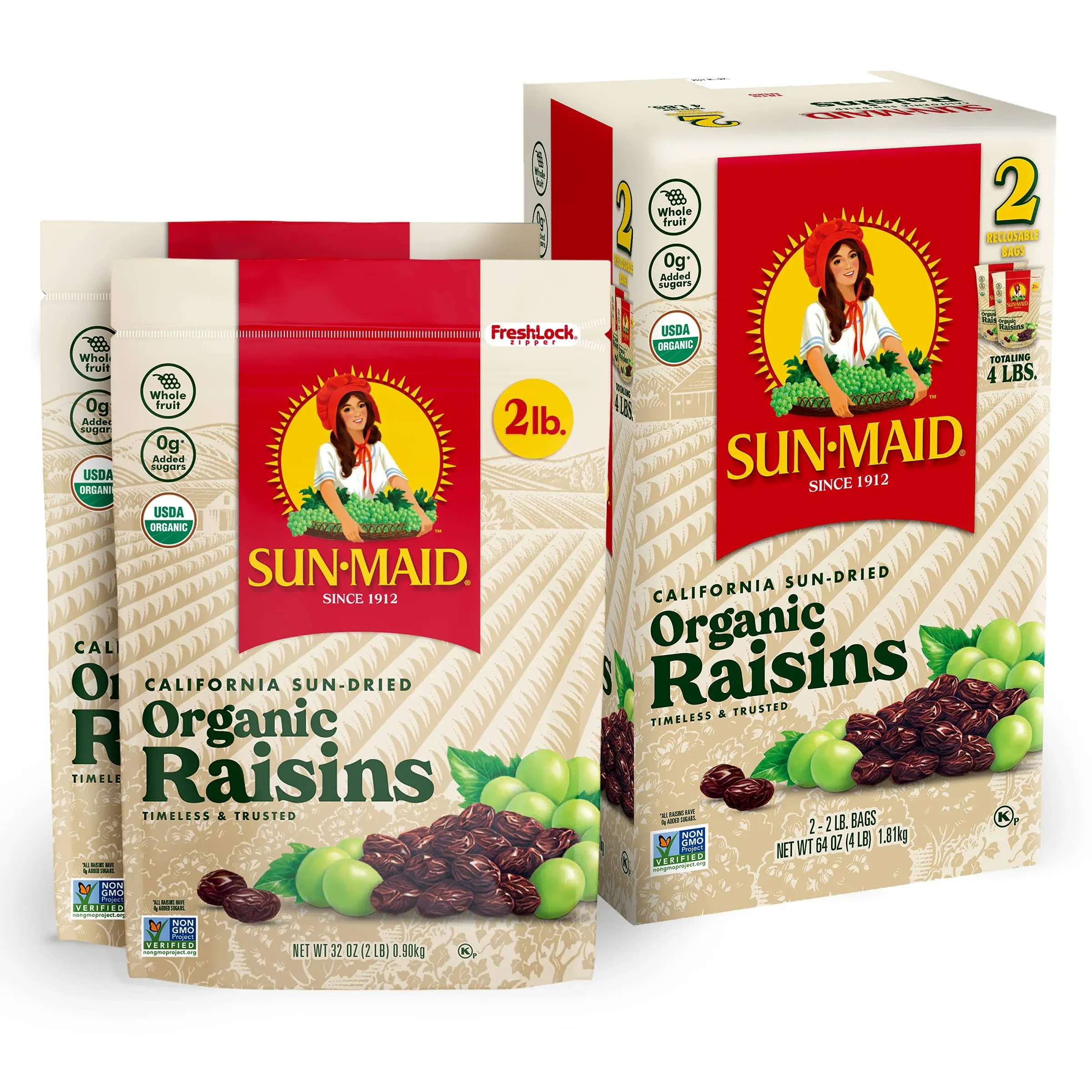 Sun-Maid Organic California Sun-Dried Raisins - 2 Pack (4 lbs)