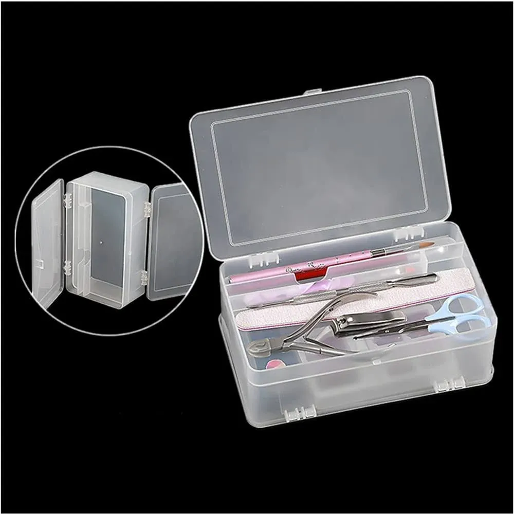 Plastic Nail Art Tools Organizer Nail Brushes Container Case Manicure Tools H...