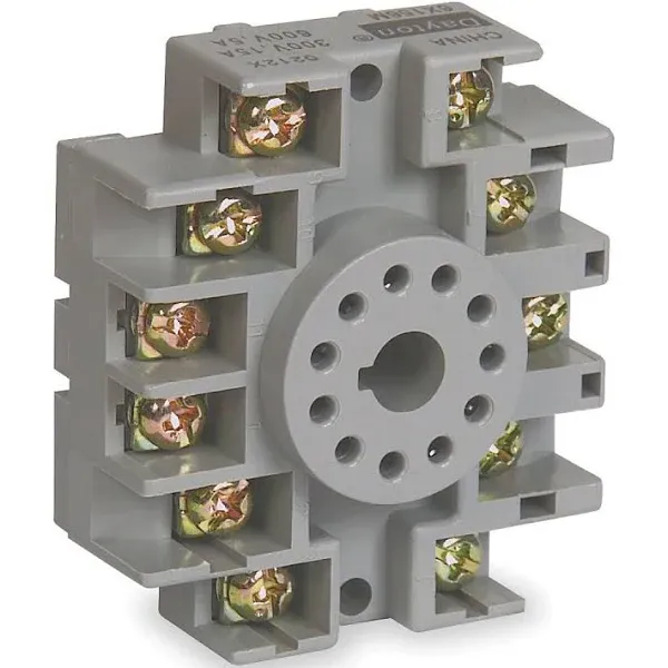 Dayton 6X156 Relay Socket, Standard, Octal, 11 Pin, 15A