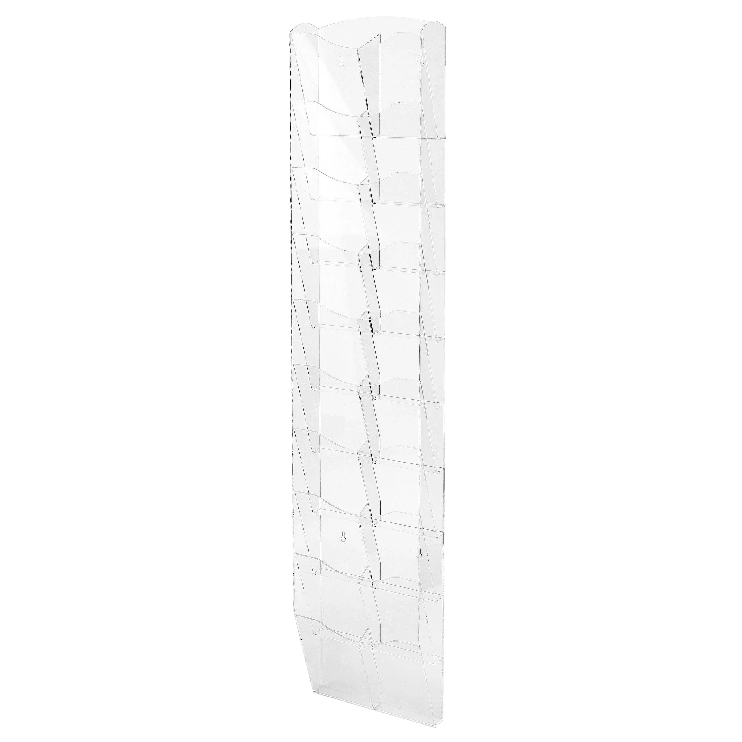 Alpine ADI640-5110-CLR 51 in. x 10 in. Clear Acrylic Wall Mounted Hanging Brochure Magazine Rack with Adjustable Pockets