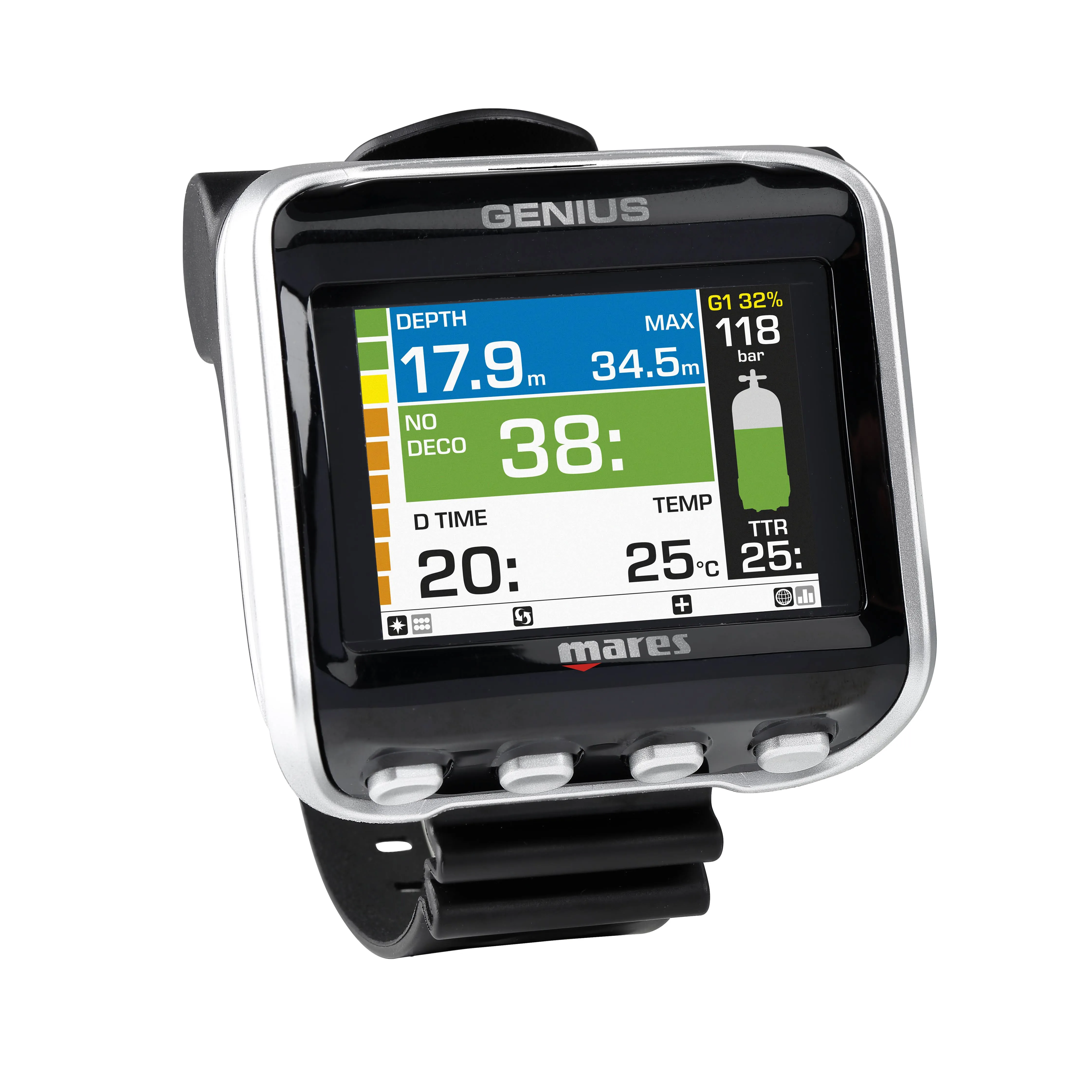 Mares GENIUS Dive Computer - Wrist with Air Integration - Black