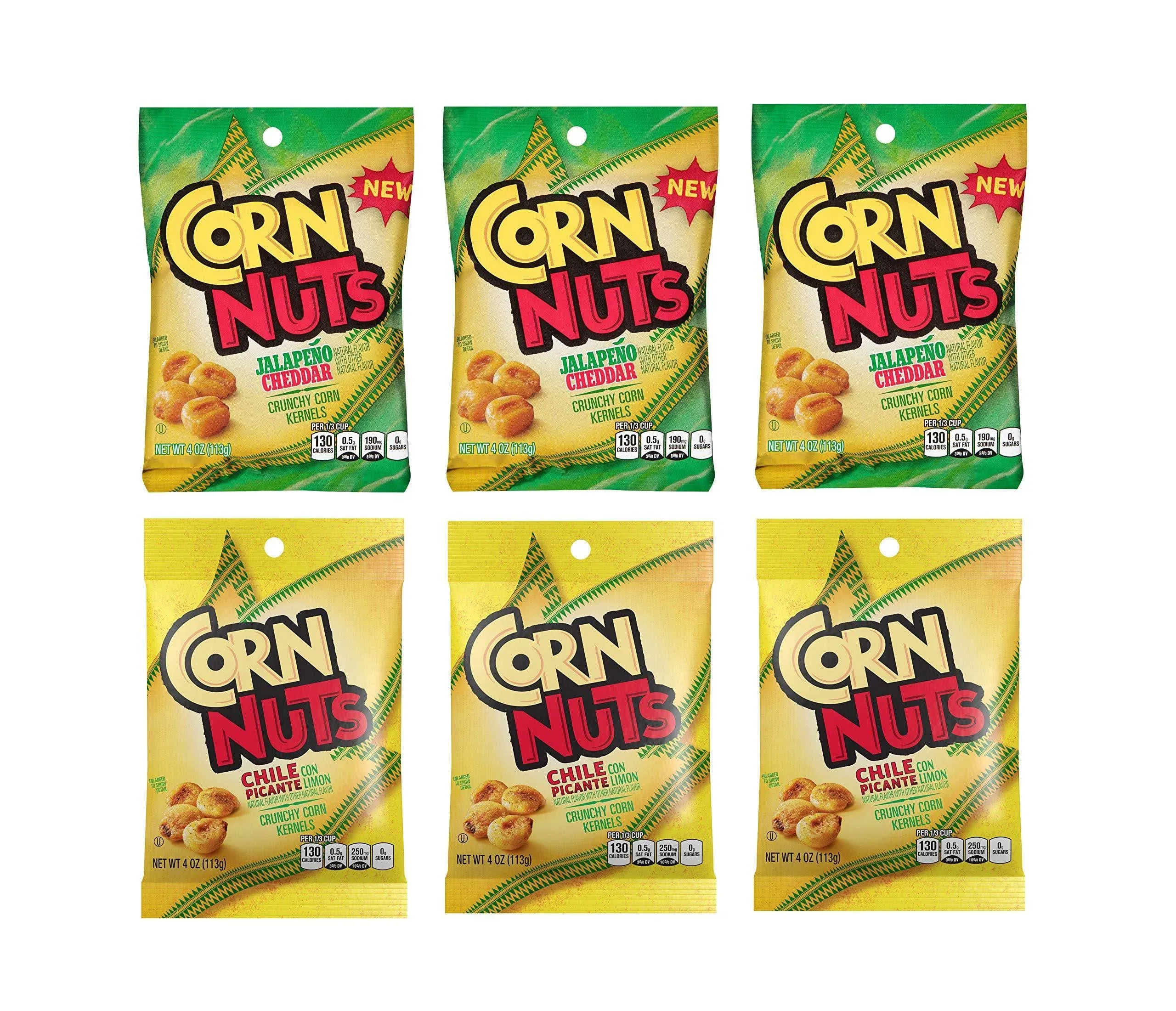 Corn Nuts Spicy Pack 4oz Size - 3 of Each Flavor, Chile Picante and Jalapeno ...