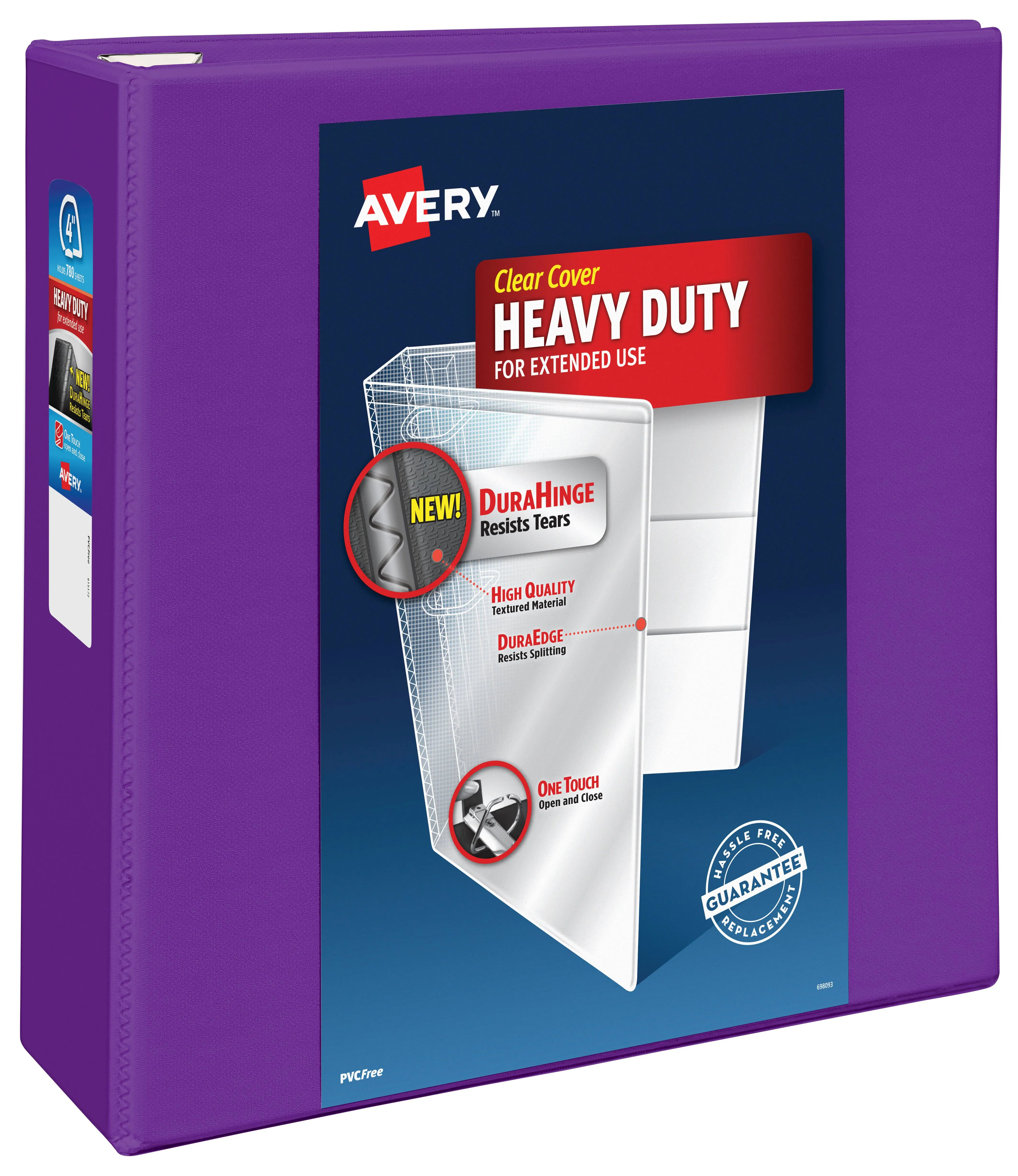 Avery 4" Heavy-Duty View Binder with Locking One Touch EZD Rings, Purple