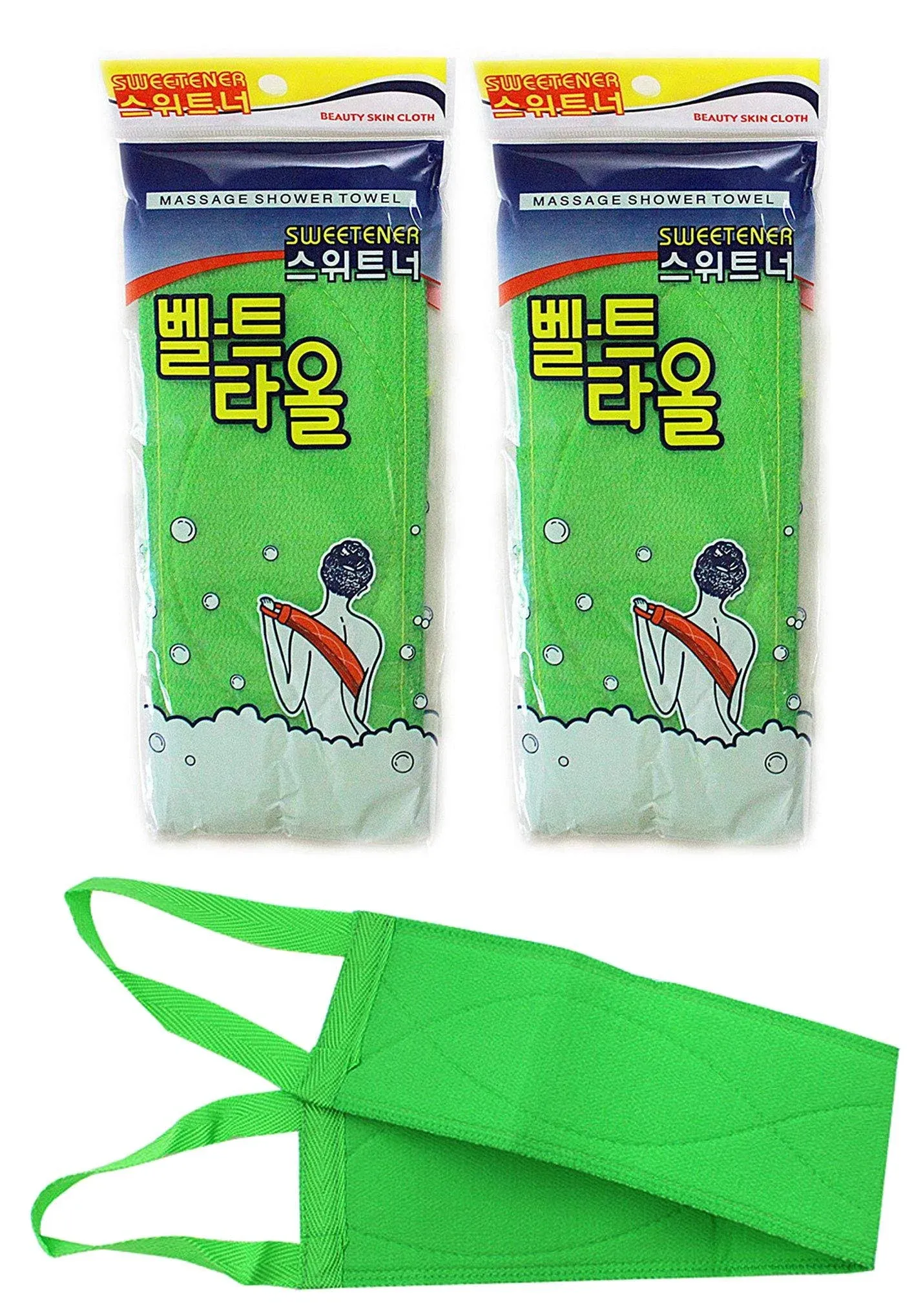  2pcs Korean Exfoliating Body Scrub Belt Towel Wash Cloth Bath made in Korea 